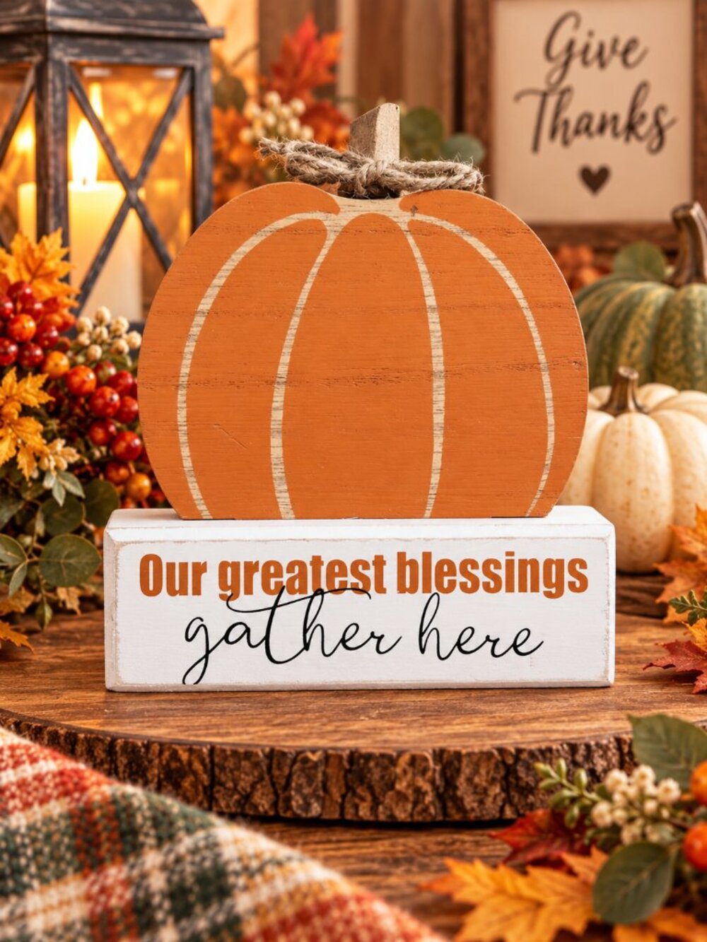 Our Greatest Blessings Gather Here Fall Pumpkin Sign Autumn Farmhouse Décor